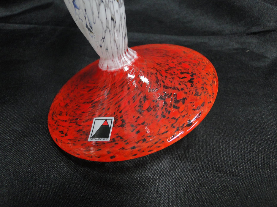 Czech Opus Handblown Multicolored Glass: White & Red Martini (s), 7 1/2"