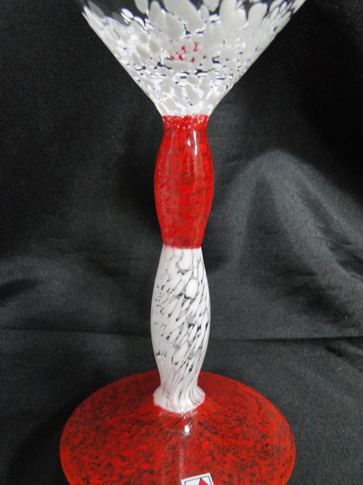 Czech Opus Handblown Multicolored Glass: White & Red Martini (s), 7 1/2"