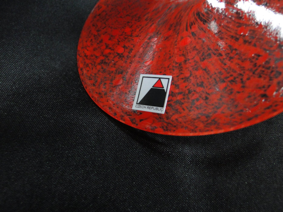 Czech Opus Handblown Multicolored Glass: White & Red Martini (s), 7 1/2"