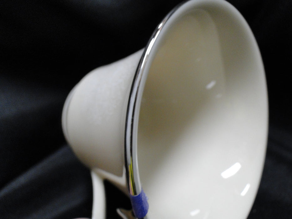 Lenox Moonspun, White Flowers, Platinum: Cup & Saucer Set, 3”, Trim Wear
