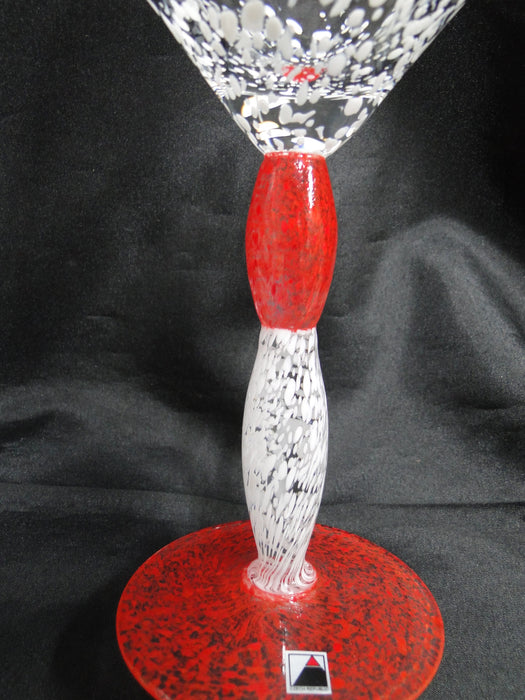 Czech Opus Handblown Multicolored Glass: White & Red Martini (s), 7 1/2"
