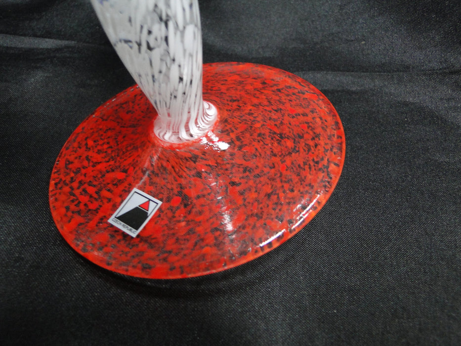 Czech Opus Handblown Multicolored Glass: White & Red Martini (s), 7 1/2"