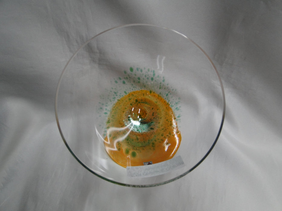 Czech Opus Handblown Multicolored Glass: Green & Orange Martini (s), 7 1/2"