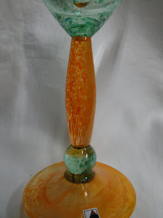 Czech Opus Handblown Multicolored Glass: Green & Orange Martini (s), 7 1/2"