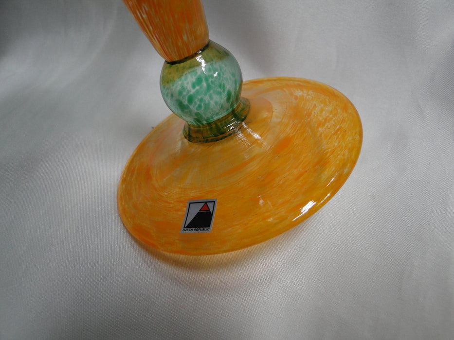 Czech Opus Handblown Multicolored Glass: Green & Orange Martini (s), 7 1/2"