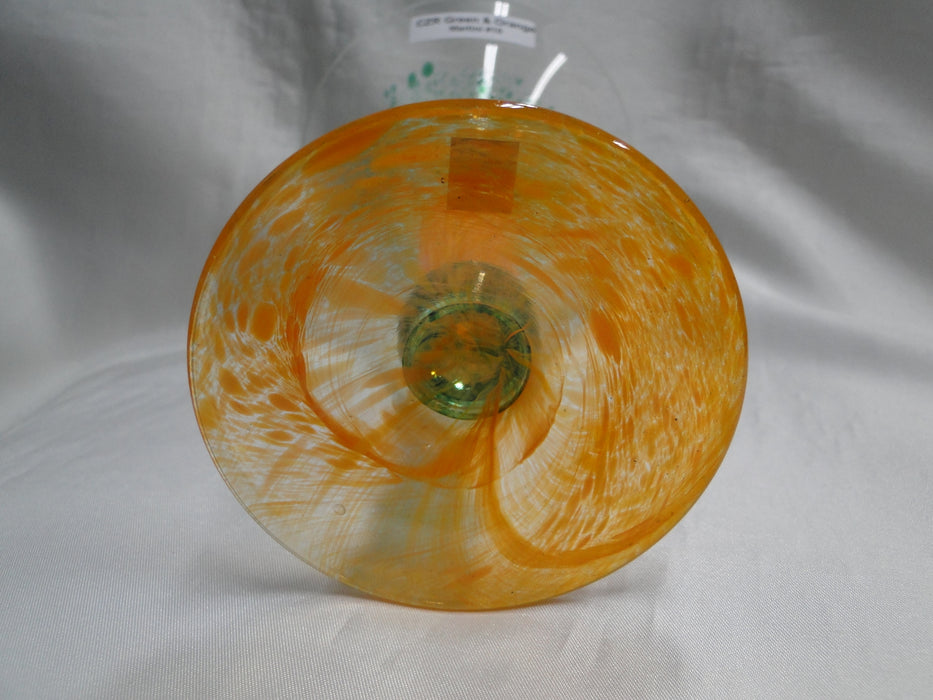 Czech Opus Handblown Multicolored Glass: Green & Orange Martini (s), 7 1/2"