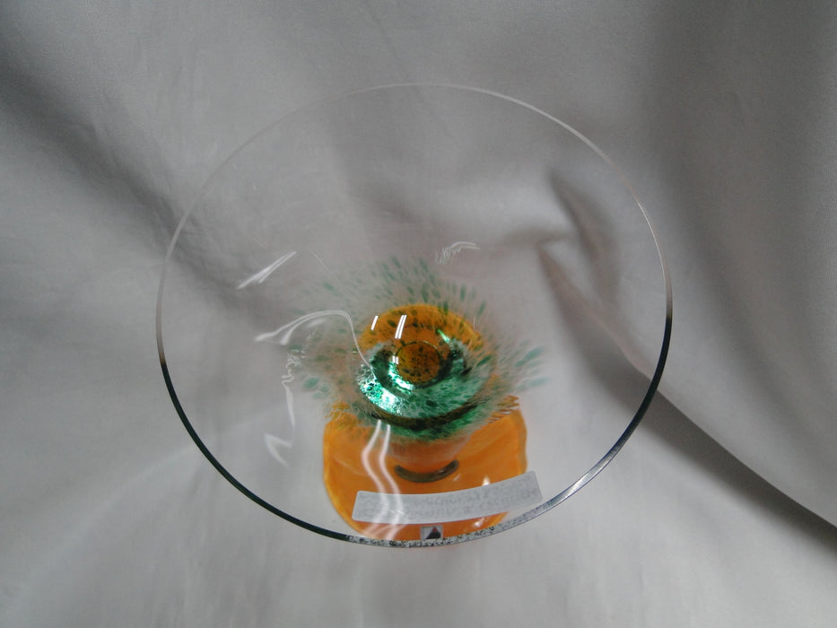 Czech Opus Handblown Multicolored Glass: Green & Orange Martini (s), 7 1/2"