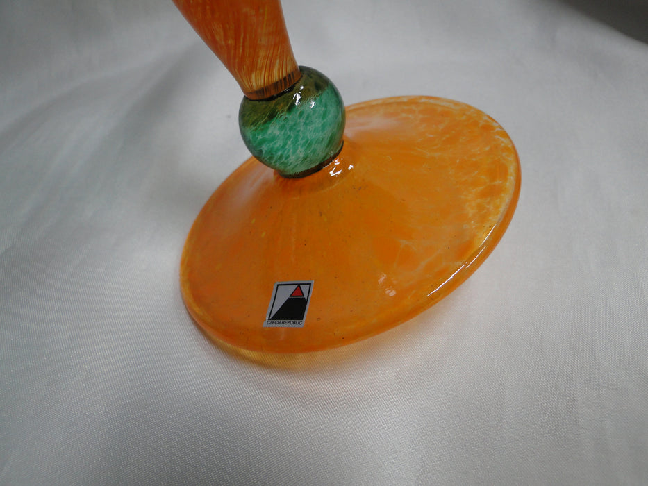 Czech Opus Handblown Multicolored Glass: Green & Orange Martini (s), 7 1/2"