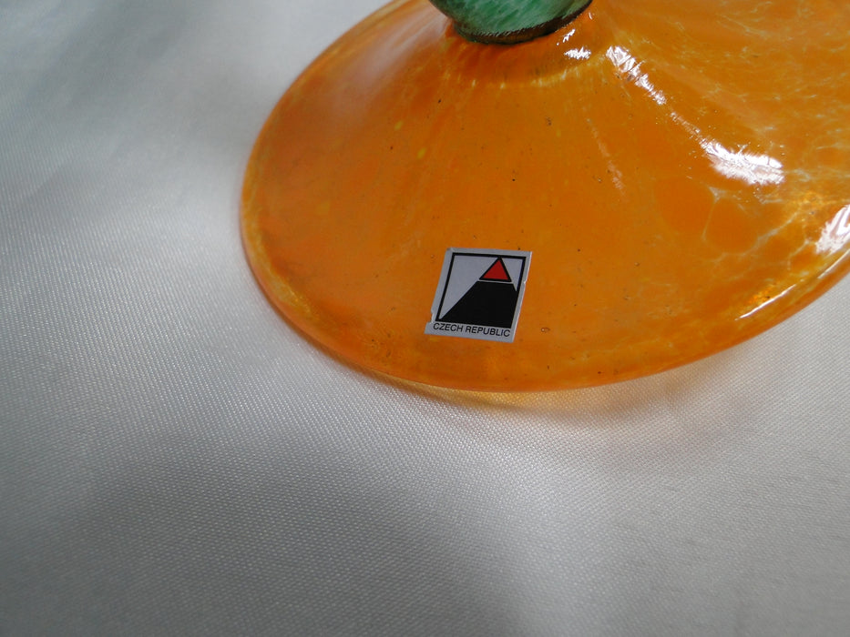 Czech Opus Handblown Multicolored Glass: Green & Orange Martini (s), 7 1/2"