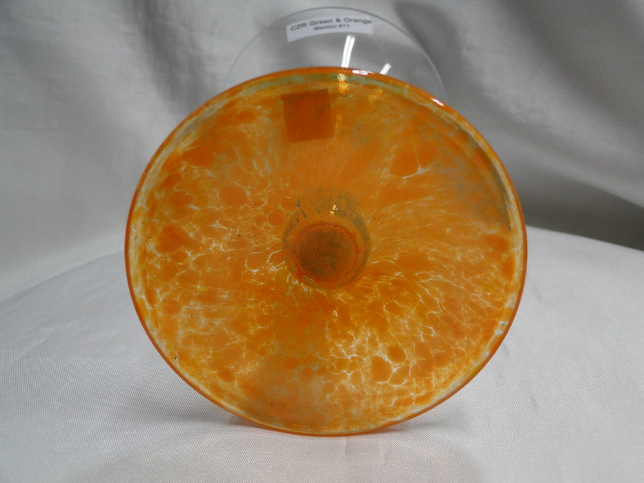 Czech Opus Handblown Multicolored Glass: Green & Orange Martini (s), 7 1/2"