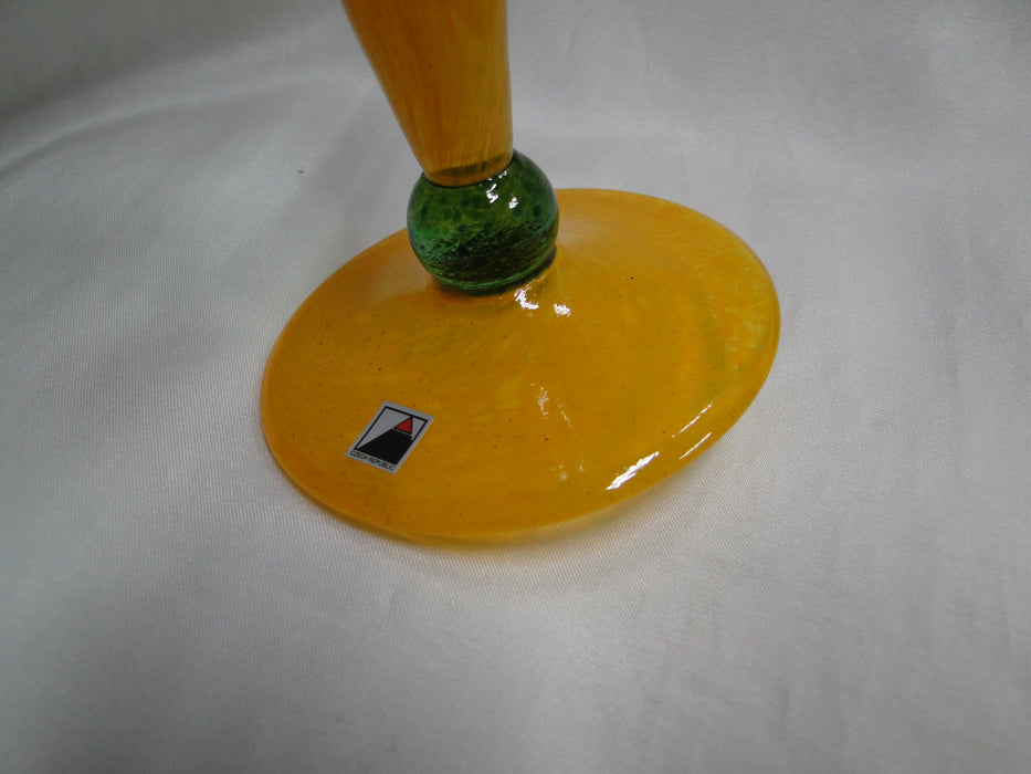 Czech Opus Handblown Multicolored Glass: Green & Orange Martini (s), 7 1/2"