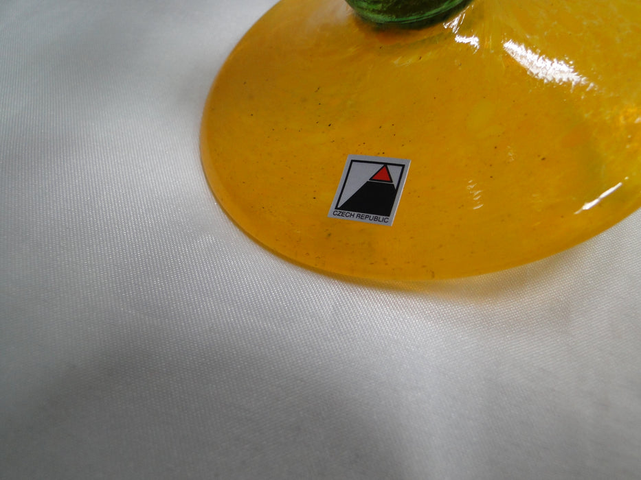 Czech Opus Handblown Multicolored Glass: Green & Orange Martini (s), 7 1/2"