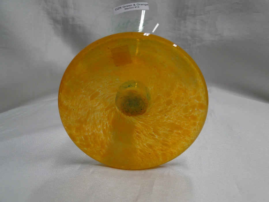 Czech Opus Handblown Multicolored Glass: Green & Orange Martini (s), 7 1/2"