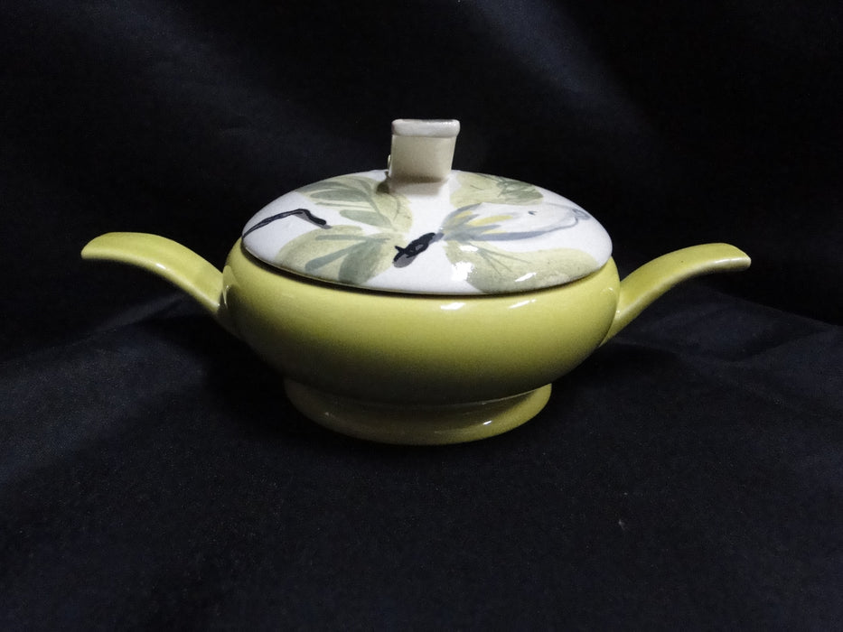 Red Wing Magnolia Chartreuse, MCM: Sugar Bowl & Lid, 3 1/8", Crazing, Discolor