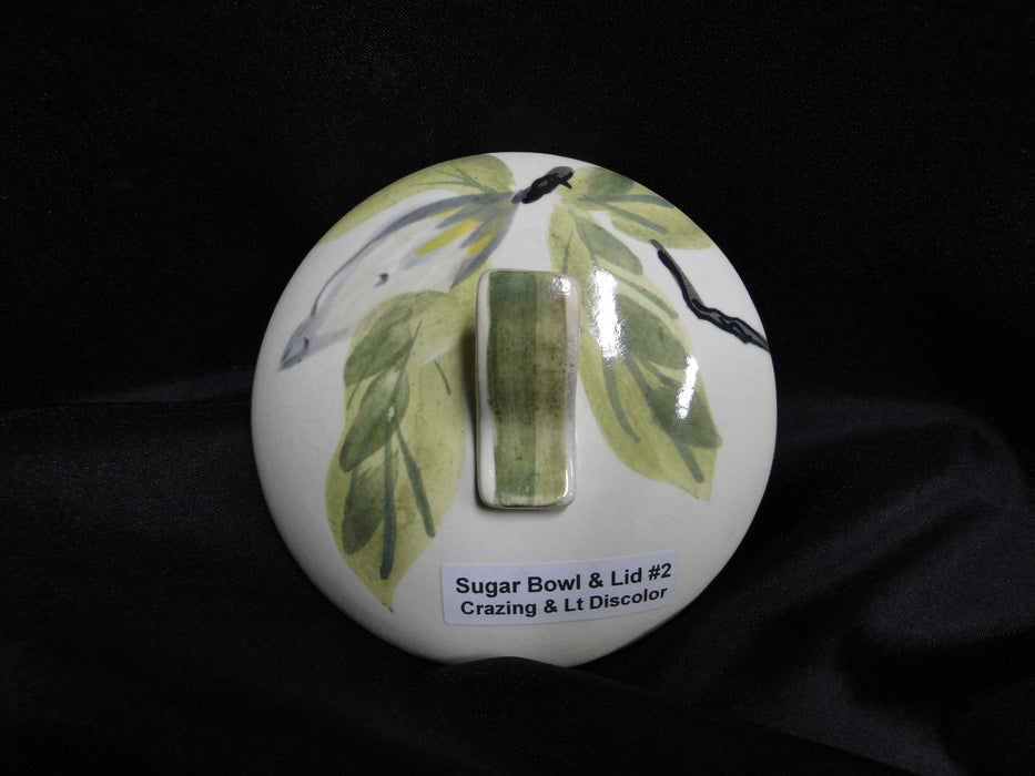 Red Wing Magnolia Chartreuse, MCM: Sugar Bowl & Lid, 3 1/8", Crazing, Discolor