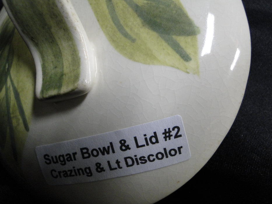 Red Wing Magnolia Chartreuse, MCM: Sugar Bowl & Lid, 3 1/8", Crazing, Discolor