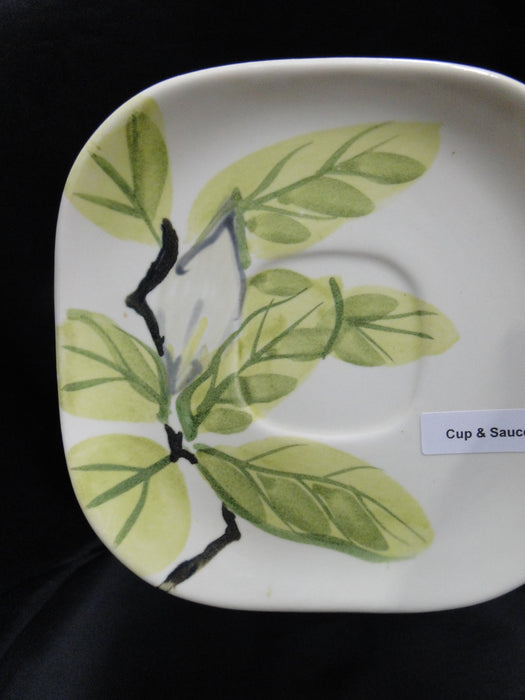 Red Wing Magnolia Chartreuse, MCM: Cup & Saucer Set, 1 7/8" Tall, Chip