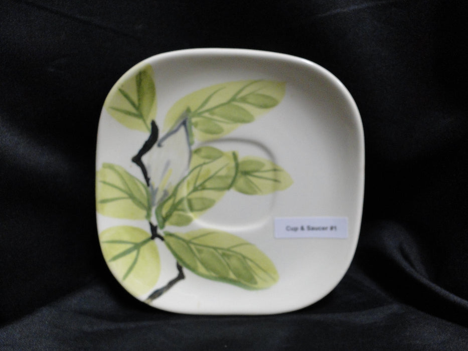 Red Wing Magnolia Chartreuse, MCM: Cup & Saucer Set, 1 7/8" Tall, Chip