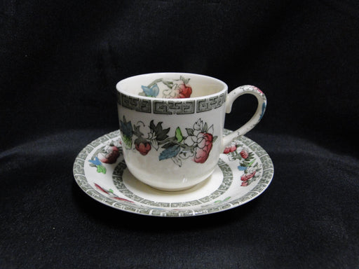 Johnson Brothers Indian Tree, Cream, Green Greek Key: Demitasse Cup & Saucer