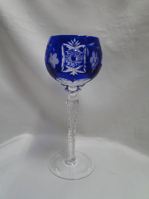 Bohemian Czech Grapes Cut to Clear: Cobalt Blue Wine Hock, 8 1/4", CR#124