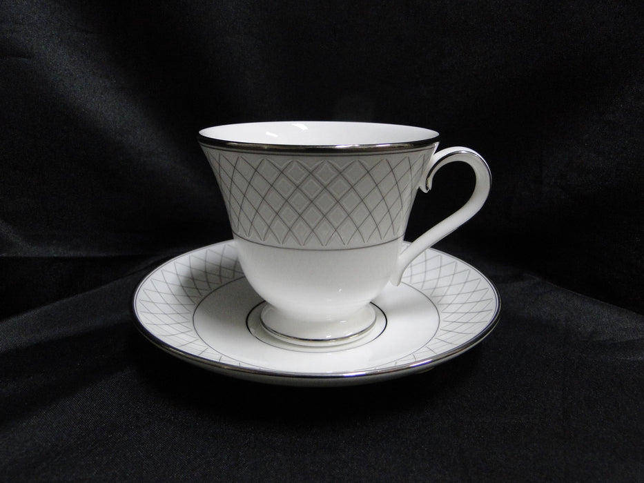 Waterford Crosshaven Platinum, Platinum Trellis: Cup & Saucer Set (s), 3 1/8"