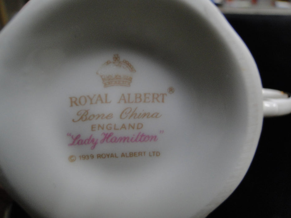 Royal Albert Lady Hamilton, Red, Florals: Footed Cup & Saucer Set, 2 3/4", As Is