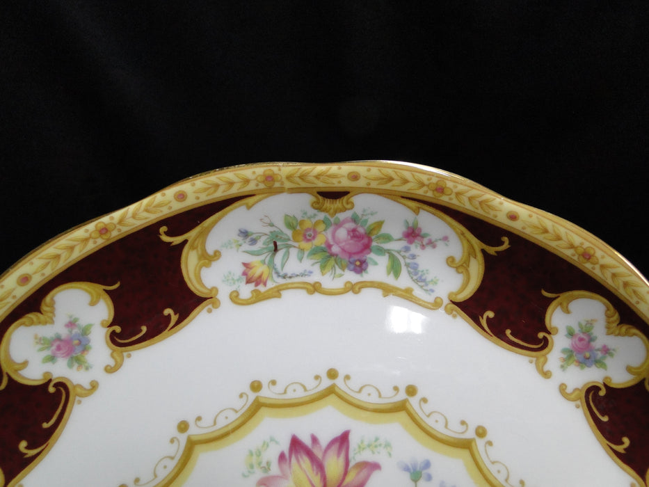 Royal Albert Lady Hamilton, Red, Florals: Round Cake Plate w/ Handles, 10 1/4"