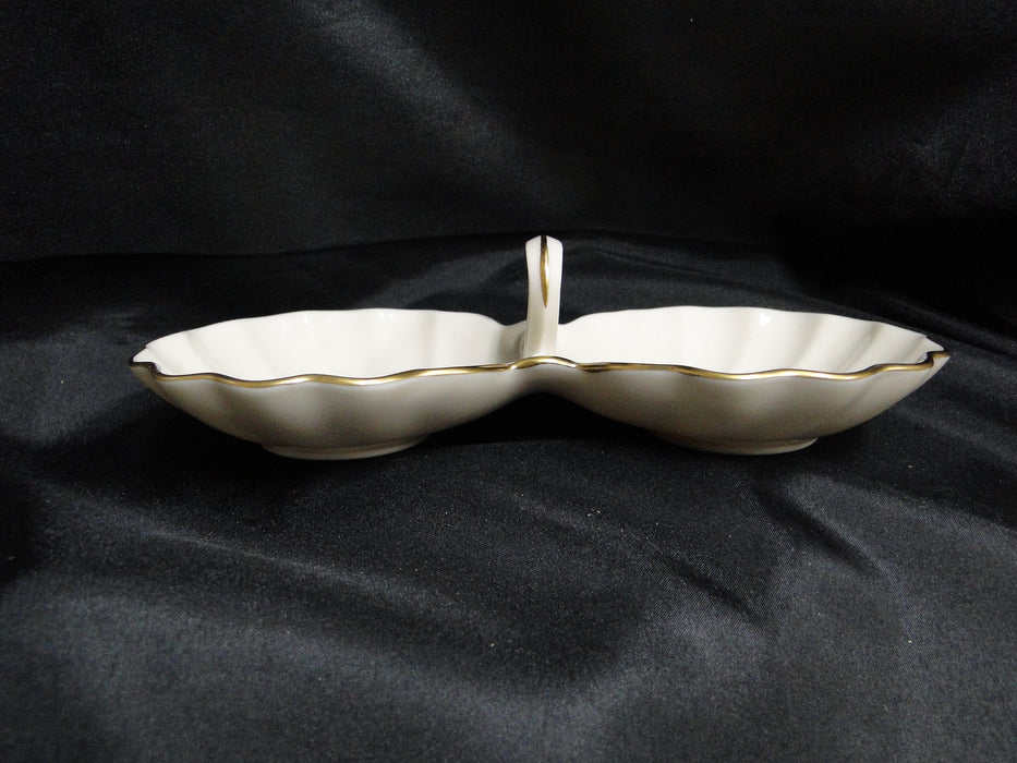 Lenox Bermuda Collection, Gold Trim: Handled Divided Server / Relish Dish 9 1/8"