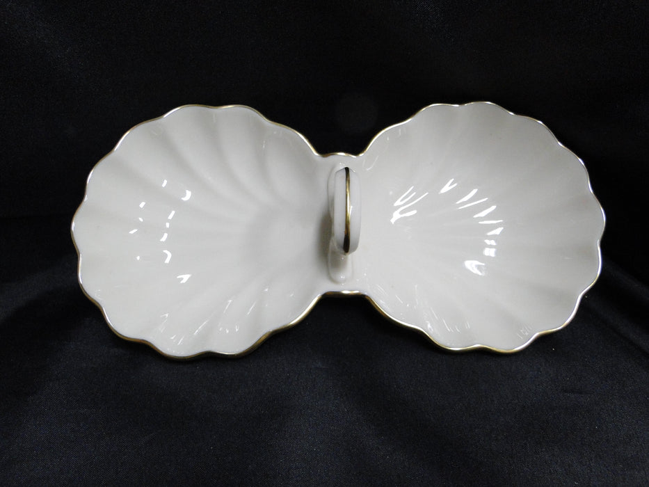 Lenox Bermuda Collection, Gold Trim: Handled Divided Server / Relish Dish 9 1/8"