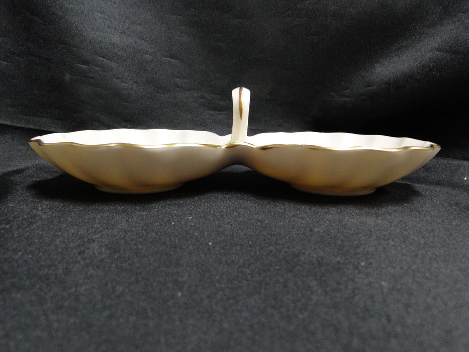 Lenox Bermuda Collection, Gold Trim: Handled Divided Server / Relish Dish 9 1/8"