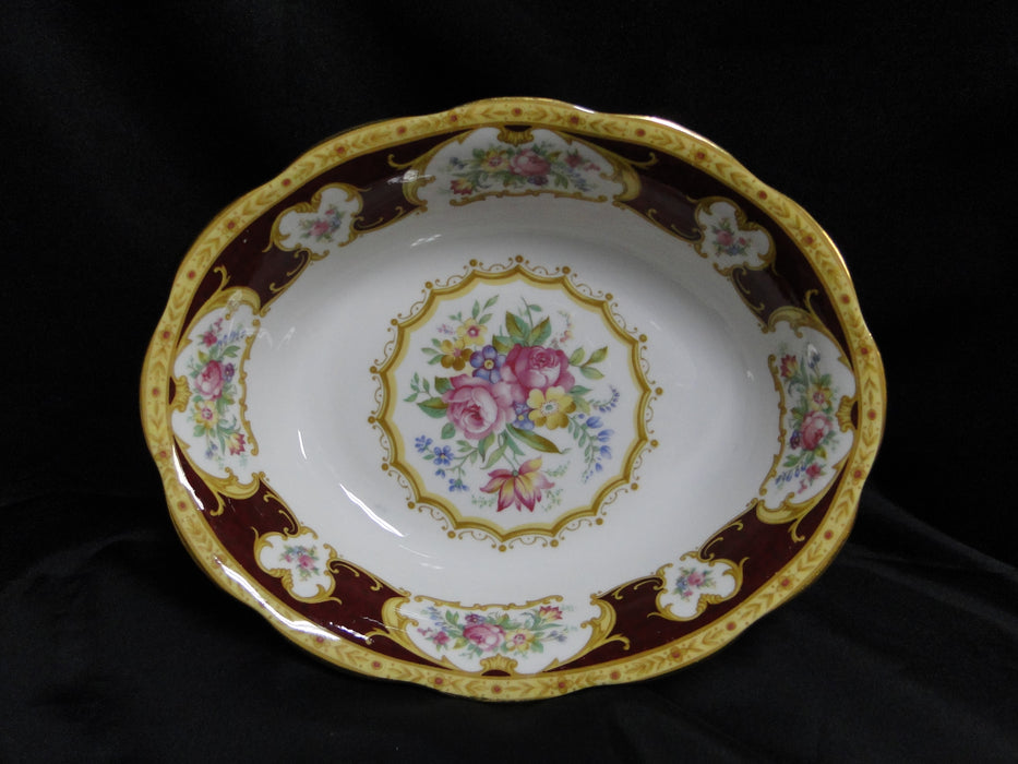 Royal Albert Lady Hamilton, Red, Florals: Oval Serving Bowl, 9 1/8"