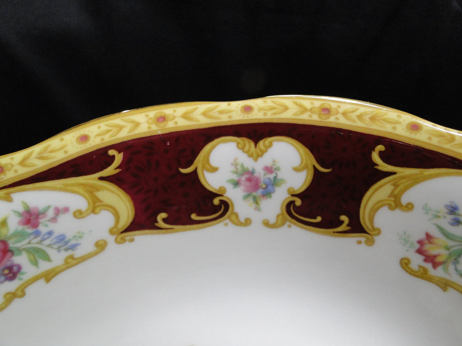 Royal Albert Lady Hamilton, Red, Florals: Oval Serving Bowl, 9 1/8"