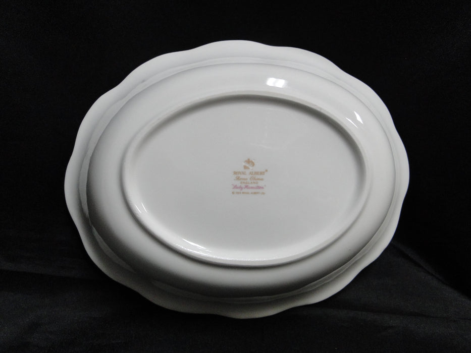Royal Albert Lady Hamilton, Red, Florals: Oval Serving Bowl, 9 1/8"