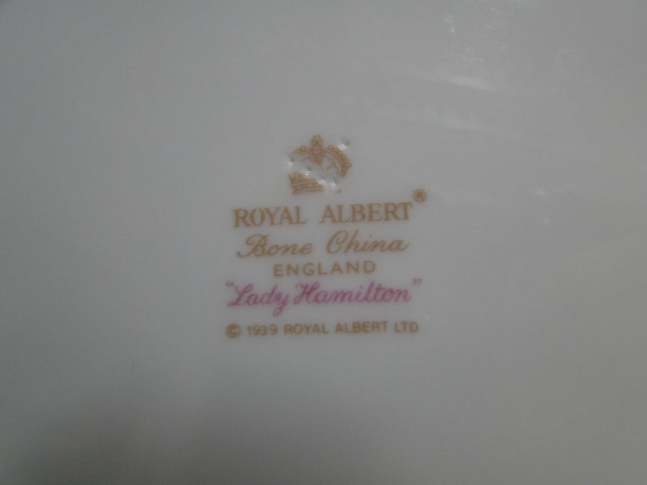 Royal Albert Lady Hamilton, Red, Florals: Oval Serving Bowl, 9 1/8"