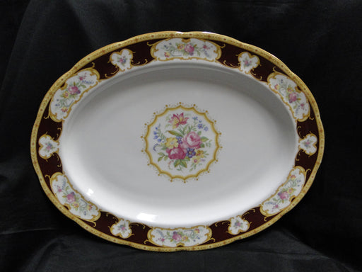 Royal Albert Lady Hamilton, Red, Florals: Oval Serving Platter, 16 1/4"