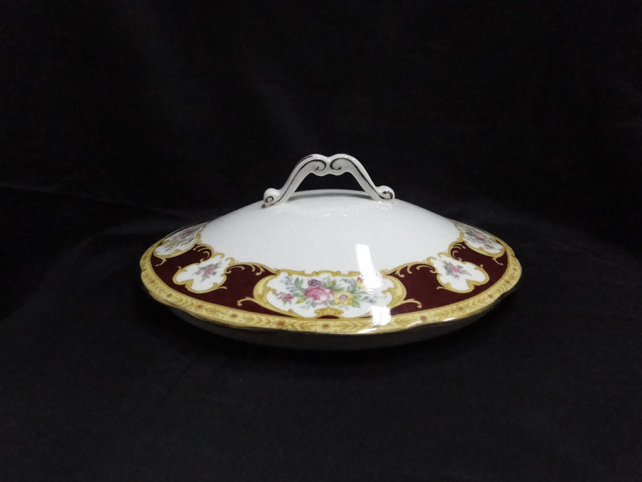 Royal Albert Lady Hamilton, Red, Florals: Round Serving Bowl w/ Lid