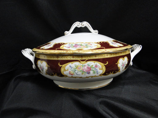 Royal Albert Lady Hamilton, Red, Florals: Round Serving Bowl w/ Lid