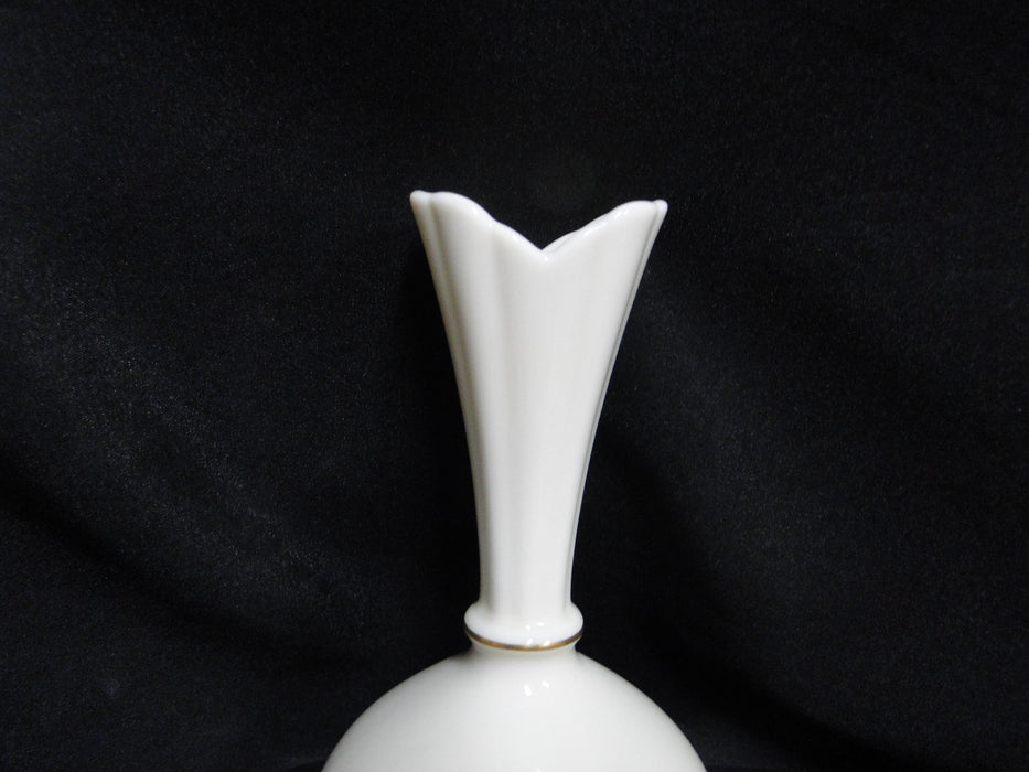 Lenox Rhodora, Pink Rose, Gold Trim: Bulbous Vase, 8" Tall