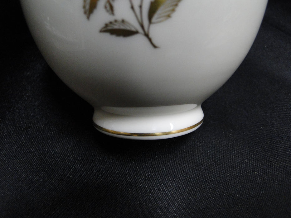 Lenox Rhodora, Pink Rose, Gold Trim: Bulbous Vase, 8" Tall
