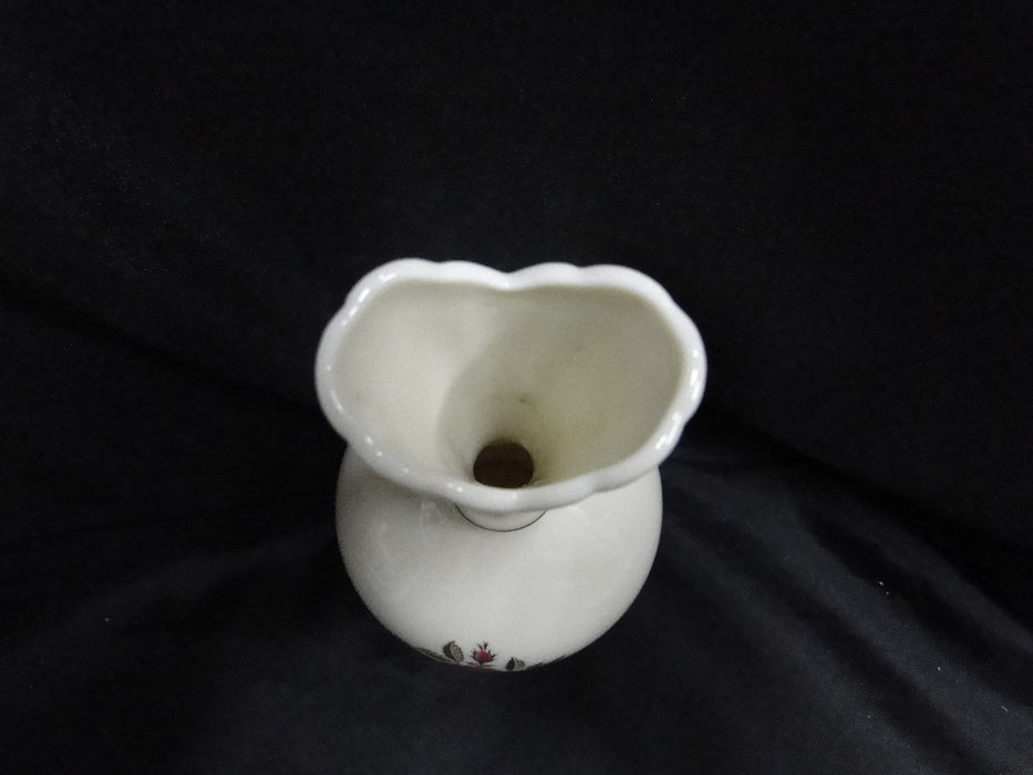 Lenox Rhodora, Pink Rose, Gold Trim: Bulbous Vase, 8" Tall