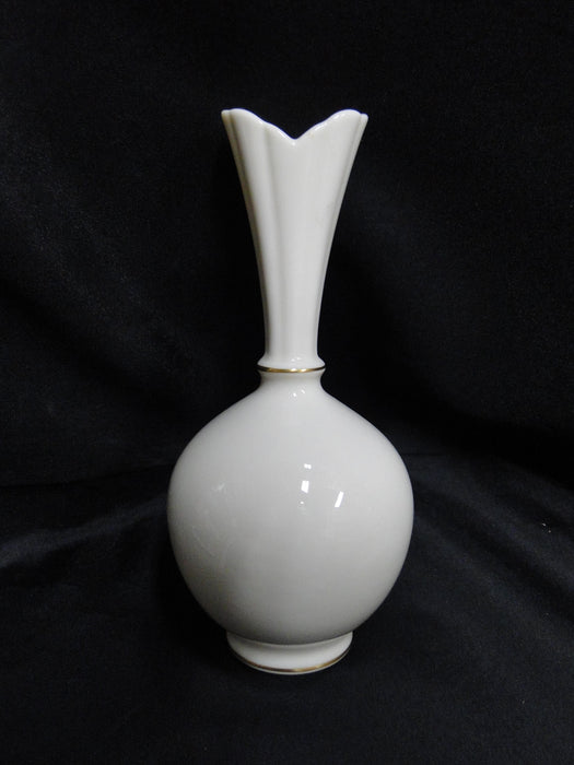 Lenox Rhodora, Pink Rose, Gold Trim: Bulbous Vase, 8" Tall