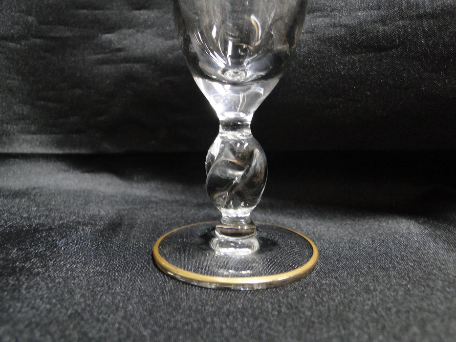 Imperial Glass Twist Gold, Clear w/ Twist Stem, Gold Trim: Cordial, 3 5/8" Tall