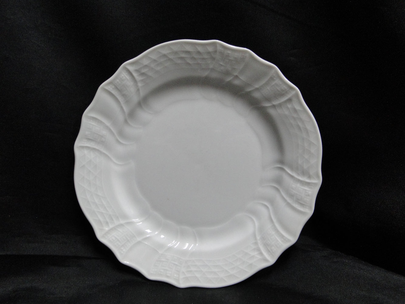 Hutschenreuther Dresden, White, Embossed: Salad Plate (s), 1814 Bkstmp, 7 3/4"