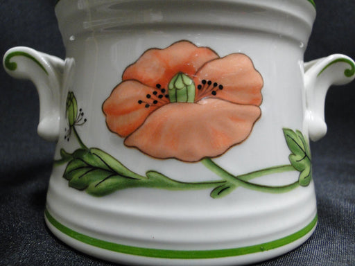 Villeroy & Boch Amapola, Orange & Purple Flowers: Sugar Bowl & Lid, 4 3/8"