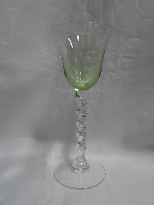 UNK4100 Green / Chartreuse Glass Bowl, Clear, Twisted Stem: Cordial, 5 3/8" Tall