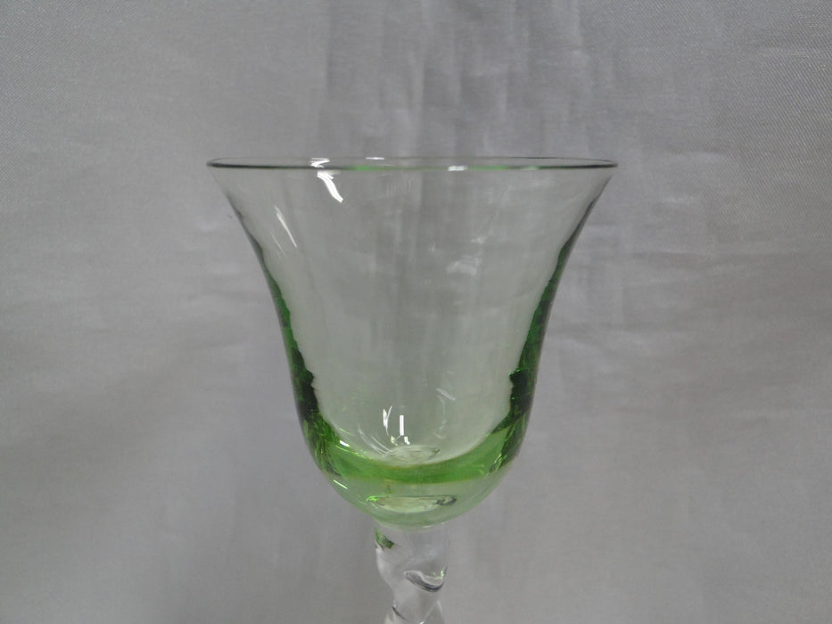 UNK4100 Green / Chartreuse Glass Bowl, Clear, Twisted Stem: Cordial, 5 3/8" Tall