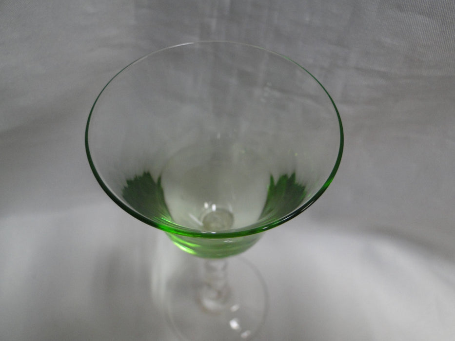 UNK4100 Green / Chartreuse Glass Bowl, Clear, Twisted Stem: Cordial, 5 3/8" Tall