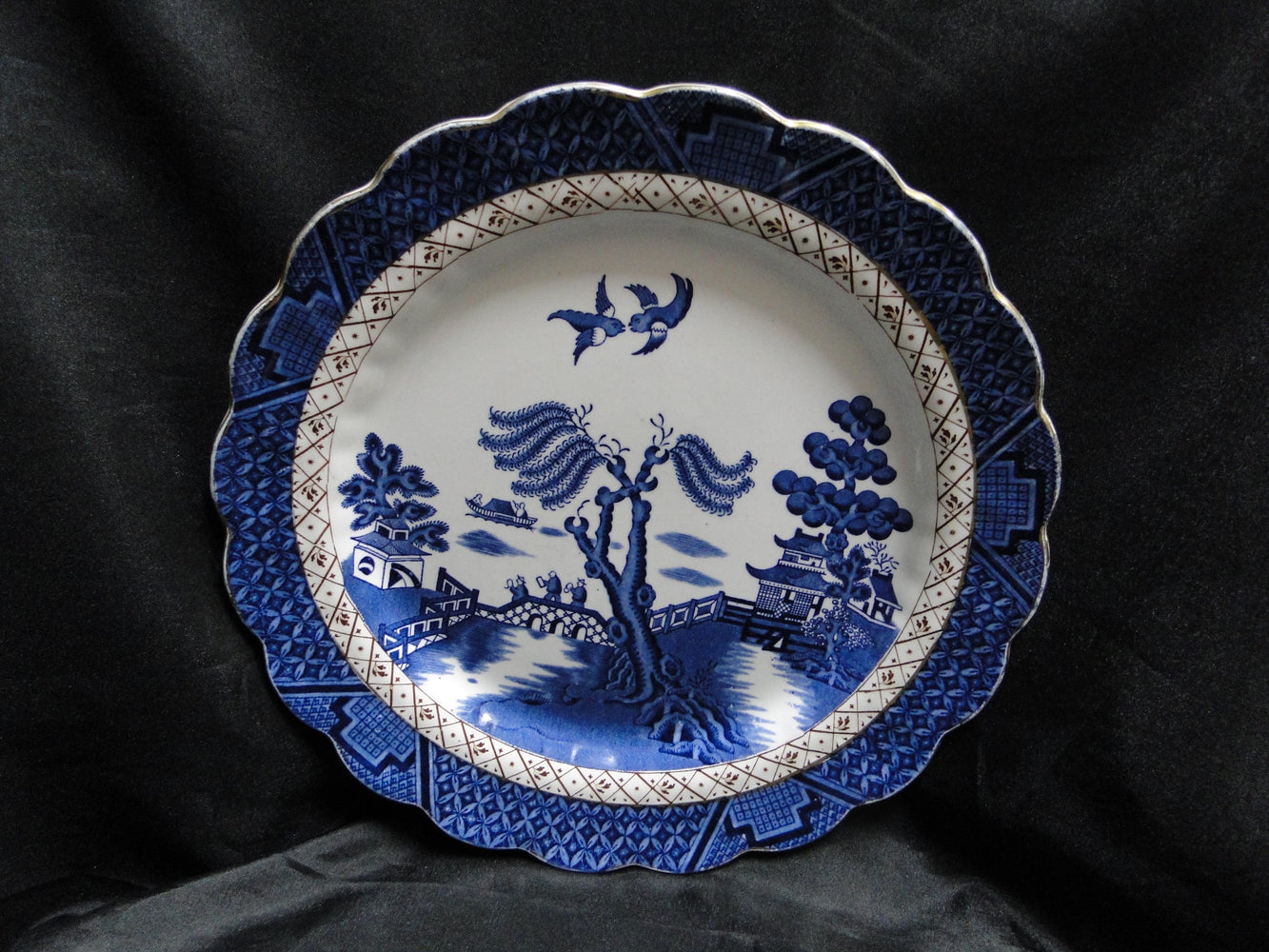 Booths Real Old Willow Blue, Gold Trim: Dinner Plate, 10 1/2"