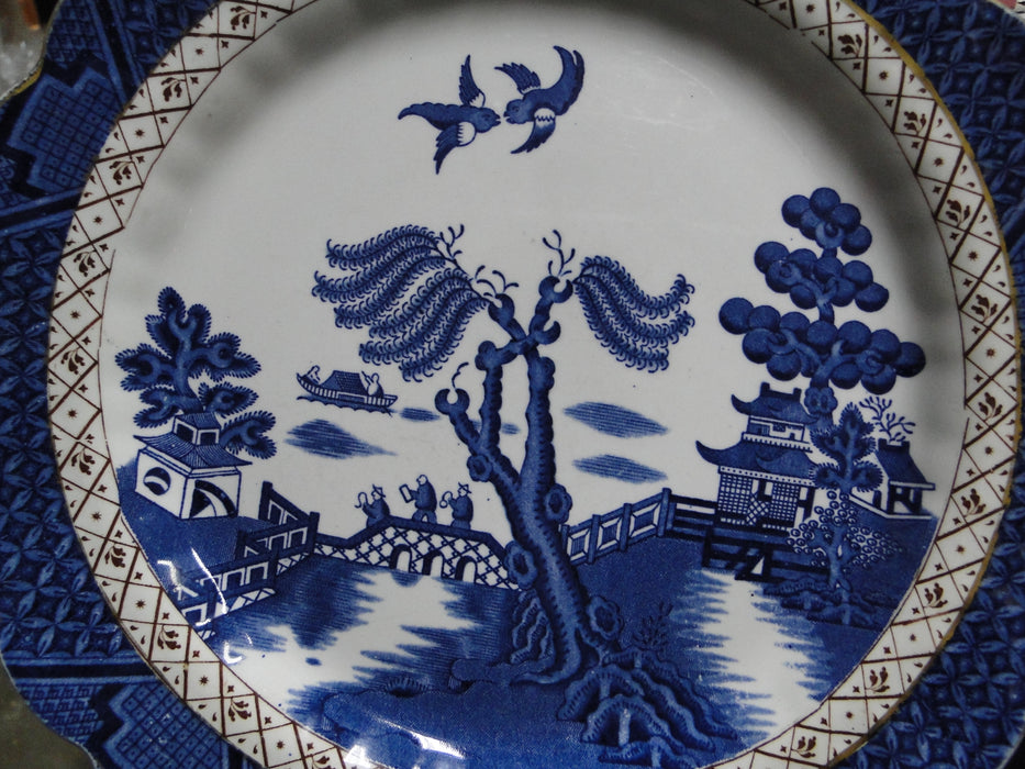 Booths Real Old Willow Blue, Gold Trim: Dinner Plate, 10 1/2"