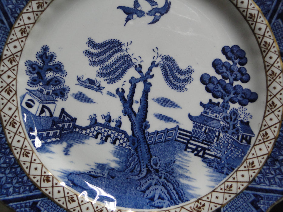 Booths Real Old Willow Blue, Gold Trim: Salad Plate, 7 1/2"